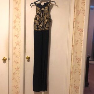 Black and gold lace gown